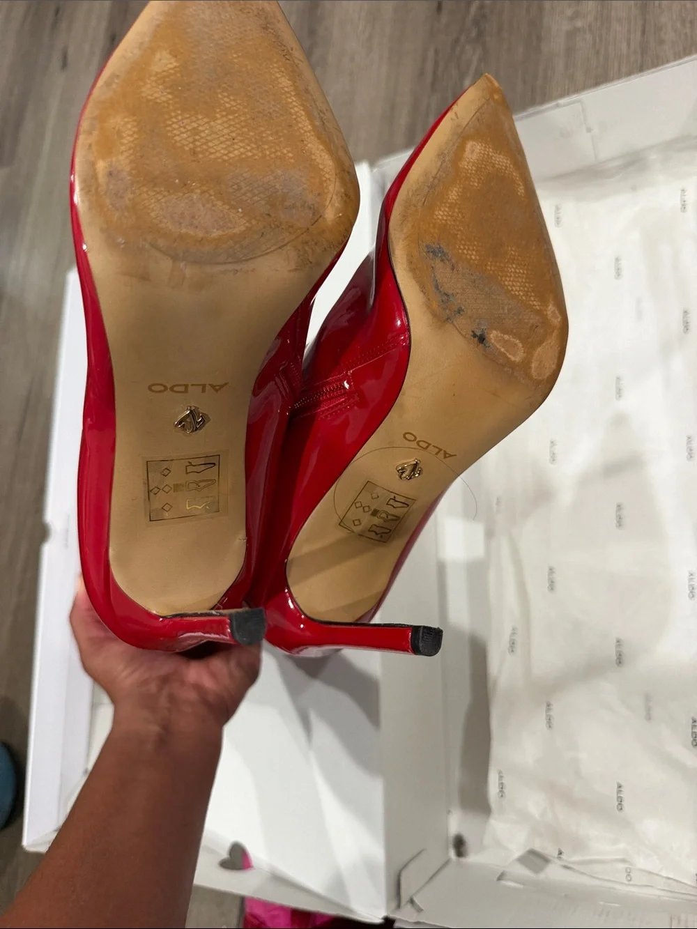 Aldo Glossy Red Over-the-Knee Pointed Toe Boots